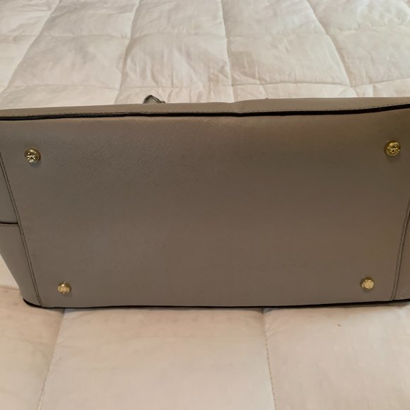 TORY BURCH Robinson Triple-Zip Satchel Saffiano Leather Grey (MSRP $550) - mint - Picture 3 of 9